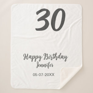 30th birthday add name date year blackテンプレート シェルパブランケット