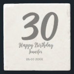 30th birthday add name date year blackテンプレート ストーンコースター<br><div class="desc">編集可能デザイン</div>
