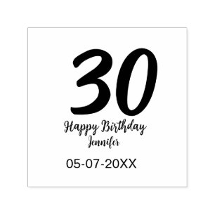 30th birthday add name date year blackテンプレート セルフインキングスタンプ