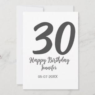 30th birthday add name date year blackテンプレート セーブザデート