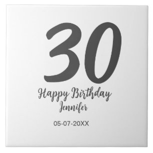 30th birthday add name date year blackテンプレート タイル
