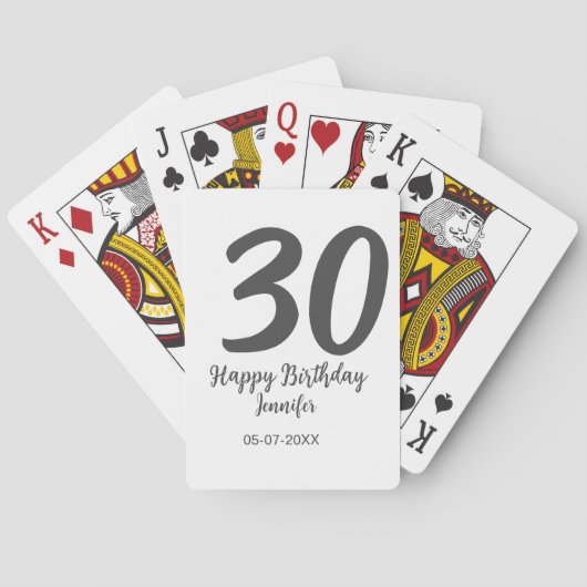 30th birthday add name date year blackテンプレート トランプ (裏面)
