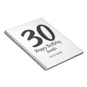 30th birthday add name date year blackテンプレート ノートブック (右側)