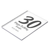 30th birthday add name date year blackテンプレート ノートブック (左側)