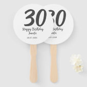 30th birthday add name date year blackテンプレート ハンドファン (正面&裏面)