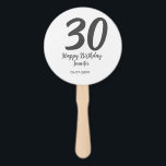 30th birthday add name date year blackテンプレート ハンドファン<br><div class="desc">編集可能デザイン</div>