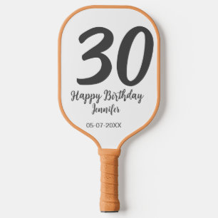 30th birthday add name date year blackテンプレート ピックルボールラケット