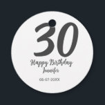 30th birthday add name date year blackテンプレート フェイバータグ<br><div class="desc">編集可能デザイン</div>