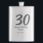 30th birthday add name date year blackテンプレート フラスク<br><div class="desc">編集可能デザイン</div>