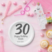30th birthday add name date year blackテンプレート ペーパープレート (パーティー)