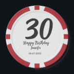 30th birthday add name date year blackテンプレート ポーカーチップ<br><div class="desc">編集可能デザイン</div>