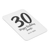 30th birthday add name date year blackテンプレート マグネット (右側)