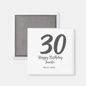 30th birthday add name date year blackテンプレート マグネット (正面/裏面)