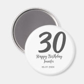 30th birthday add name date year blackテンプレート マグネット (正面/裏面)