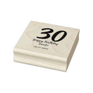 30th birthday add name date year blackテンプレート ラバースタンプ
