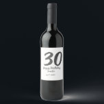 30th birthday add name date year blackテンプレート ワインラベル<br><div class="desc">編集可能デザイン</div>