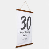 30th birthday add name date year blackテンプレート 吊り下げ型タペストリー (傾斜あり)