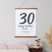 30th birthday add name date year blackテンプレート 吊り下げ型タペストリー (寝室)