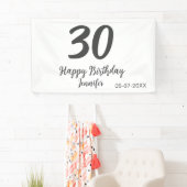 30th birthday add name date year blackテンプレート 横断幕 (インサイチュ)