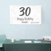 30th birthday add name date year blackテンプレート 横断幕 (トレードショー)