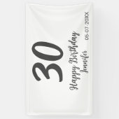 30th birthday add name date year blackテンプレート 横断幕 (縦)