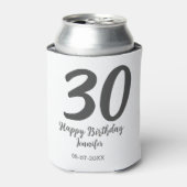 30th birthday add name date year blackテンプレート 缶クーラー (缶正面)