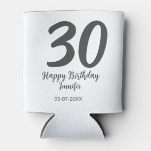 30th birthday add name date year blackテンプレート 缶クーラー