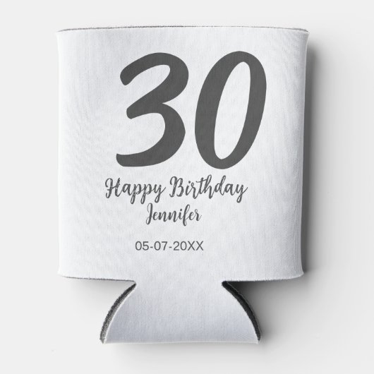 30th birthday add name date year blackテンプレート 缶クーラー (正面)
