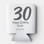 30th birthday add name date year blackテンプレート 缶クーラー (裏面)