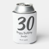 30th birthday add name date year blackテンプレート 缶クーラー (缶裏面)