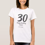 30th birthday add name date year blackテンプレート tシャツ<br><div class="desc">編集可能デザイン</div>