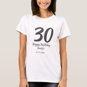 30th birthday add name date year blackテンプレート tシャツ