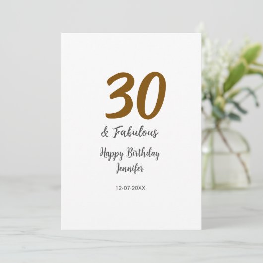 30th birthday add name date year black カード (スタンド正面)