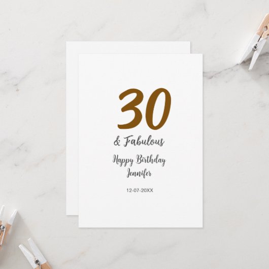 30th birthday add name date year black カード (正面/裏面インサイチュ)