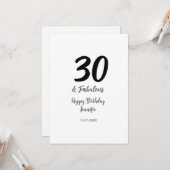 30th birthday add name date year black カード (正面/裏面インサイチュ)