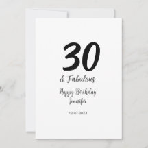 30th birthday add name date year black