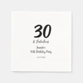 30th birthday add name date year black スタンダードカクテルナプキン (正面)