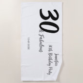 30th birthday add name date year black ビーチタオル (正面)
