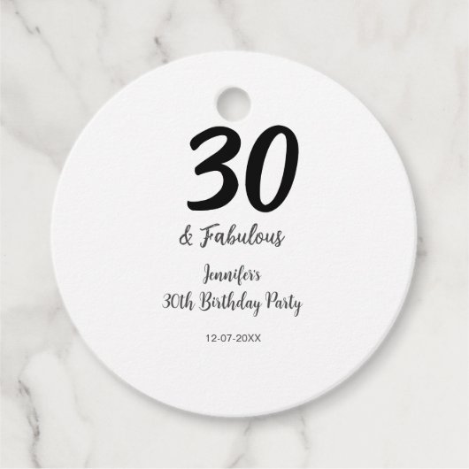 30th birthday add name date year black フェイバータグ (正面)