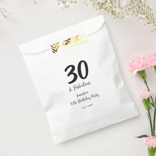 30th birthday add name date year black フェイバーバッグ (封をした状態)
