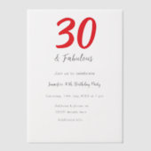 30th birthday add name date year black ベラム紙招待状 (正面)