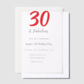 30th birthday add name date year black ベラム紙招待状 (オフセット)