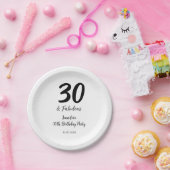 30th birthday add name date year black ペーパープレート (パーティー)