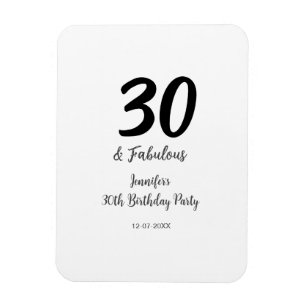 30th birthday add name date year black マグネット
