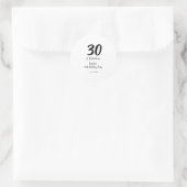 30th birthday add name date year black ラウンドシール (バッグ)