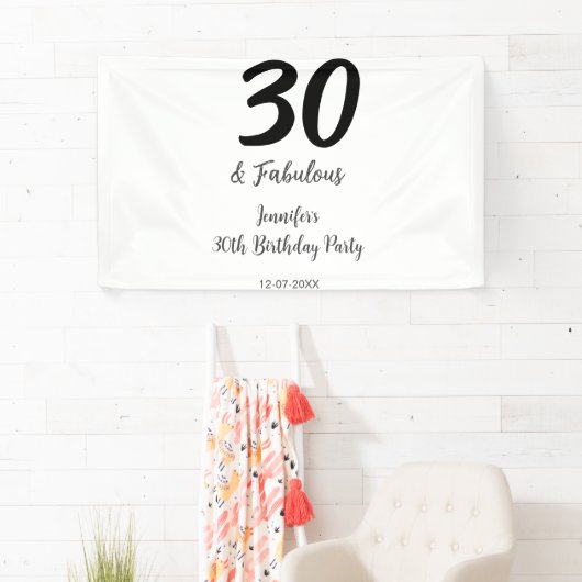 30th birthday add name date year black 横断幕 (インサイチュ)