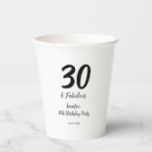 30th birthday add name date year black 紙コップ (正面)