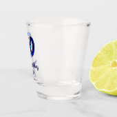 30th birthday add name date year blue sparkle  ショットグラス (右)