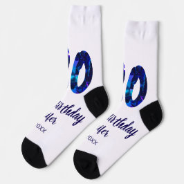30th birthday add name date year blue sparkle ソックス