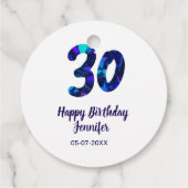 30th birthday add name date year blue sparkle フェイバータグ (裏面)